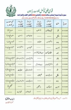 فاضل طب والجراحت امتحانات شیڈول 2025 2