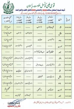 نیشنل کونسل فار طب کے سالانہ امتحانات 2026 کی ڈیٹ شیٹ جاری