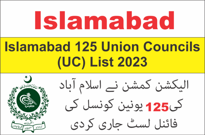 Islamabad 125 Union Councils (UC) List 2023